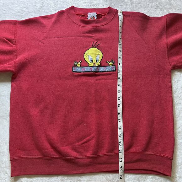 Looney Tunes Tweety Bird Vintage Red Sweatshirt Women’s Size Large 1997 USA - Picture 6 of 10